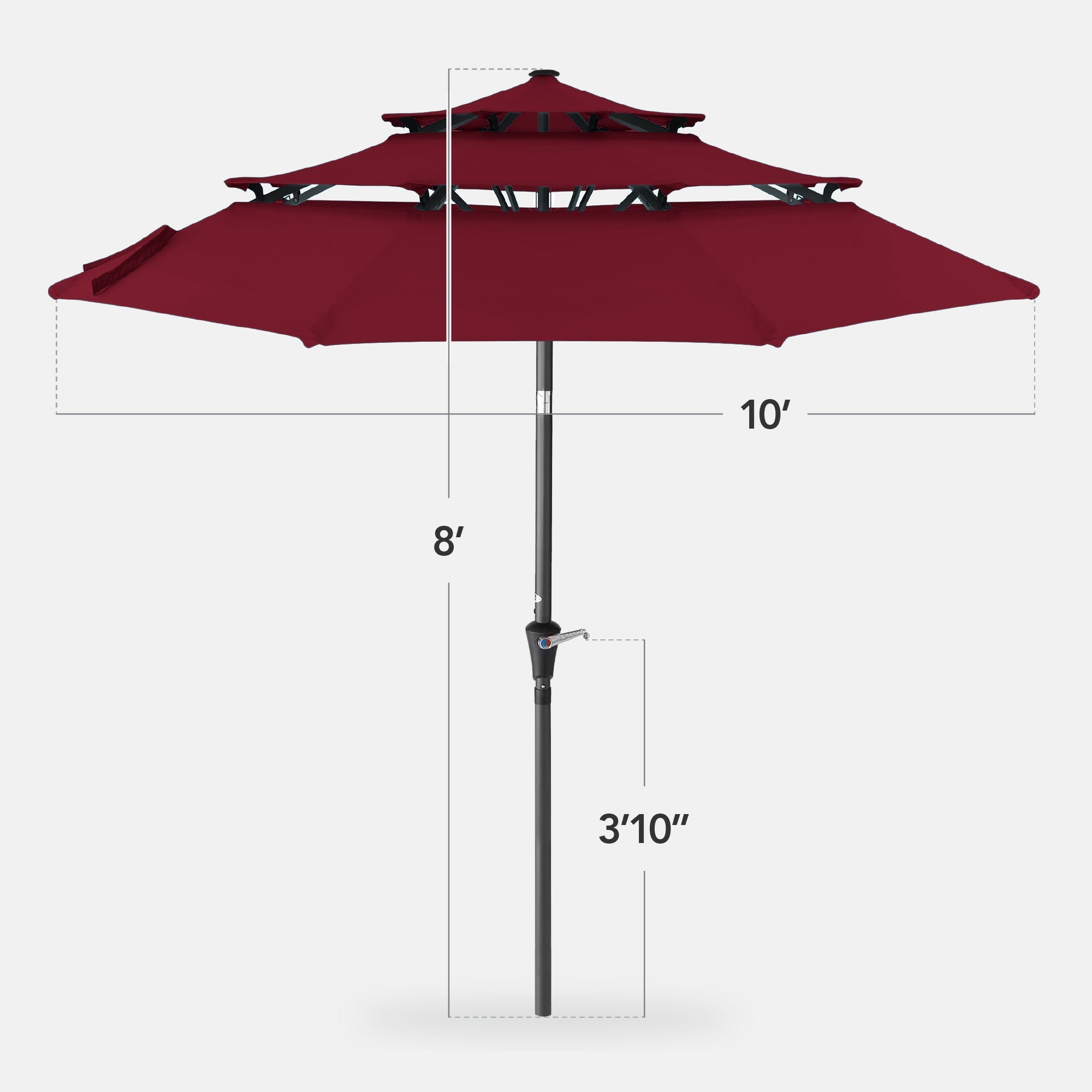 3-Tier Patio Umbrella w/ Tilt Adjustment, Crank - 10ft