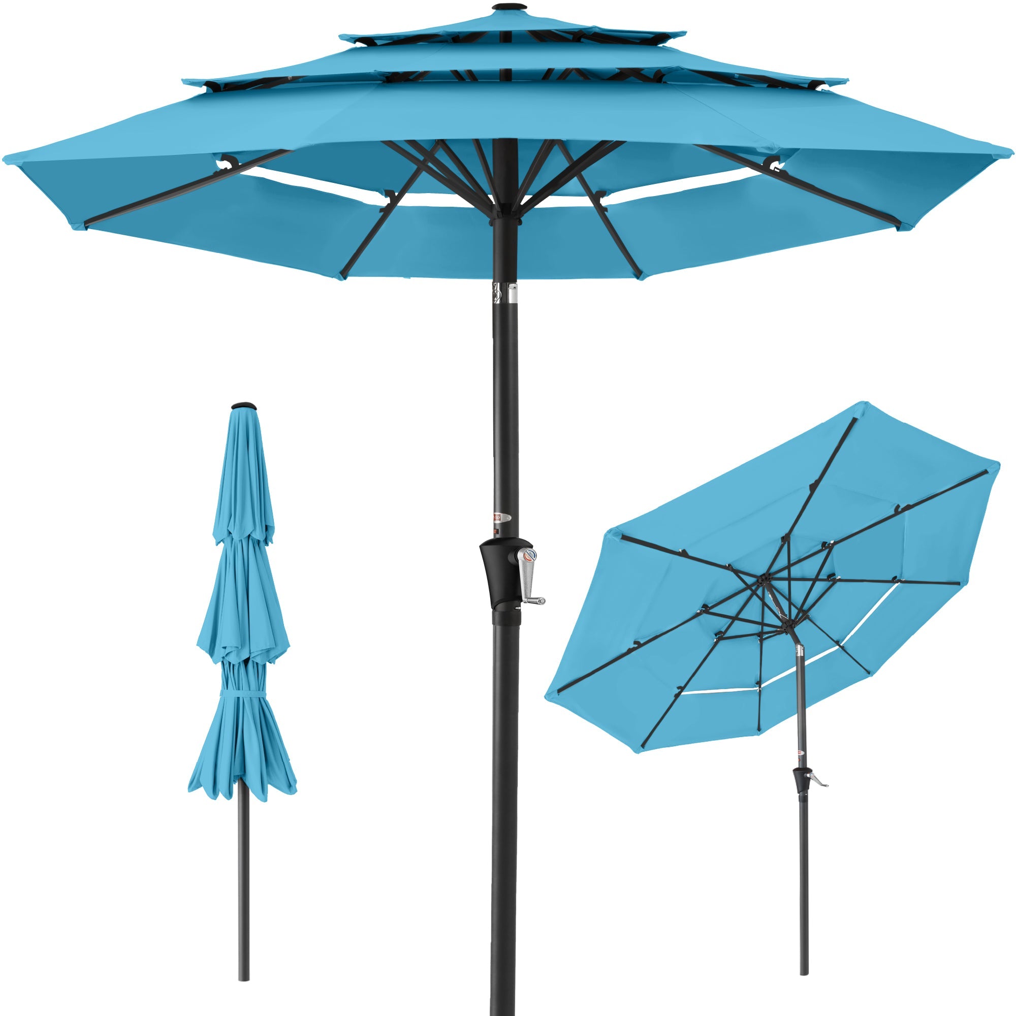 3-Tier Patio Umbrella w/ Tilt Adjustment, Crank - 10ft