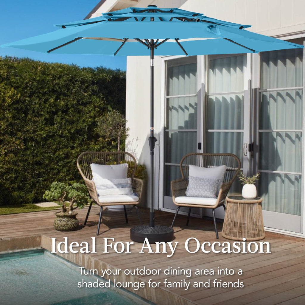 3-Tier Patio Umbrella w/ Tilt Adjustment, Crank - 10ft