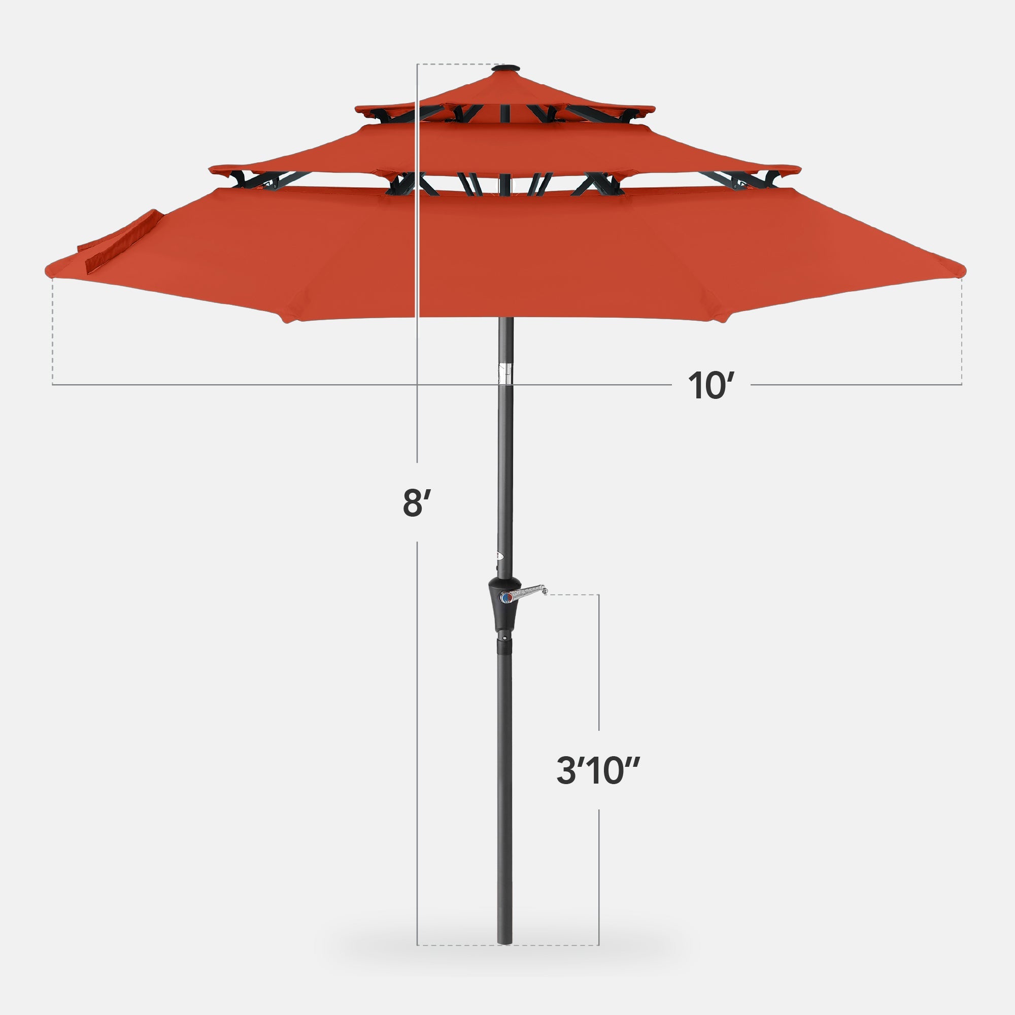 3-Tier Patio Umbrella w/ Tilt Adjustment, Crank - 10ft