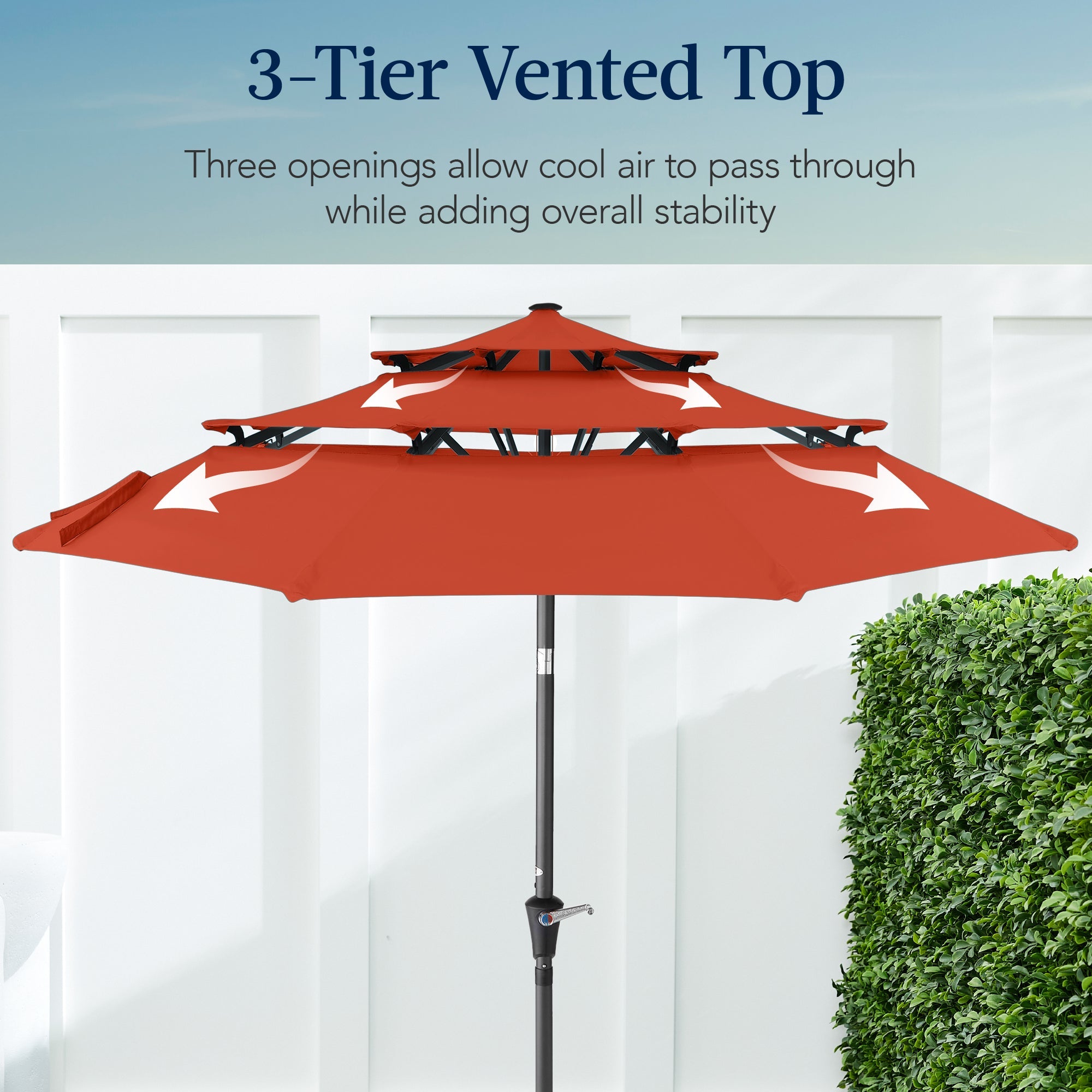 3-Tier Patio Umbrella w/ Tilt Adjustment, Crank - 10ft