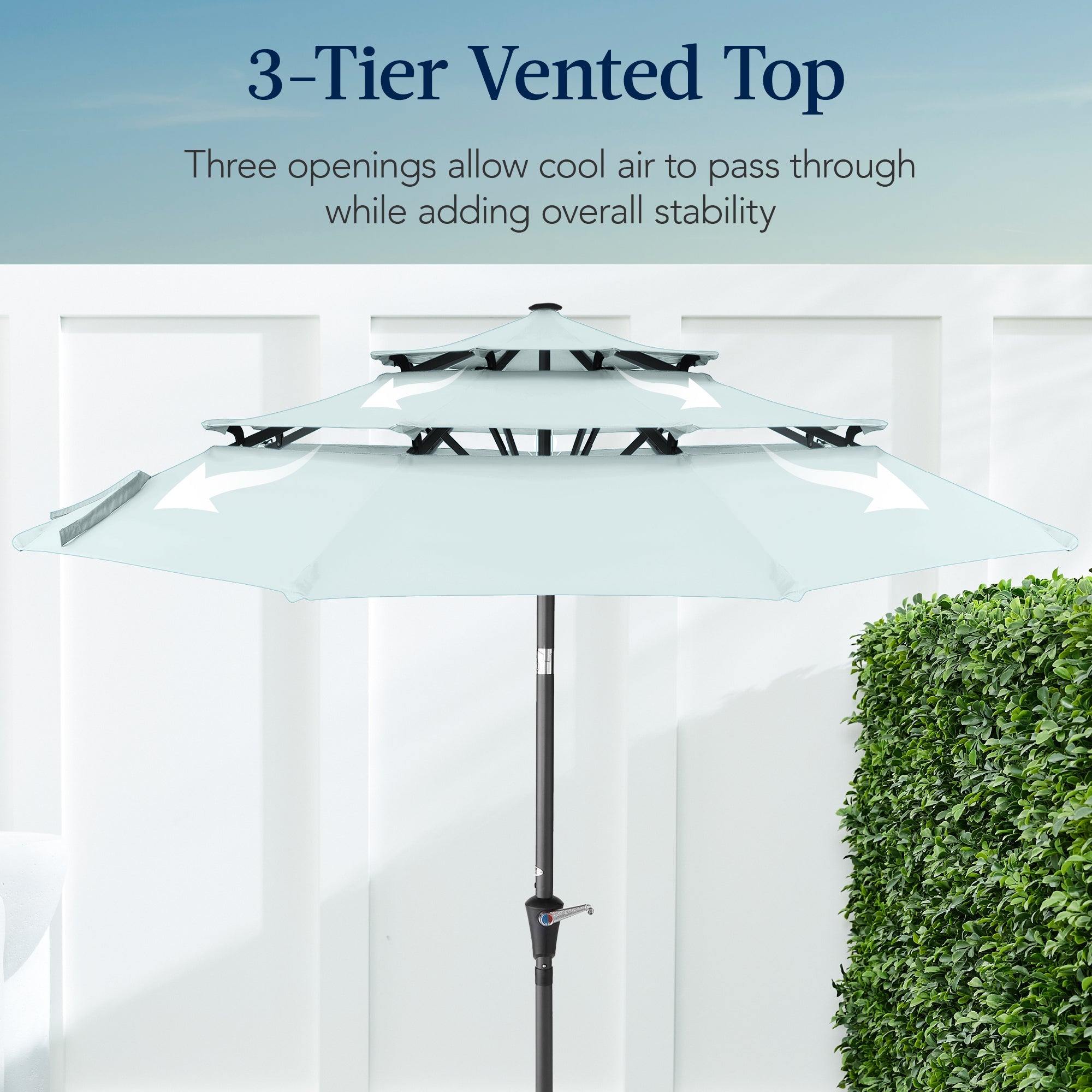 3-Tier Patio Umbrella w/ Tilt Adjustment, Crank - 10ft