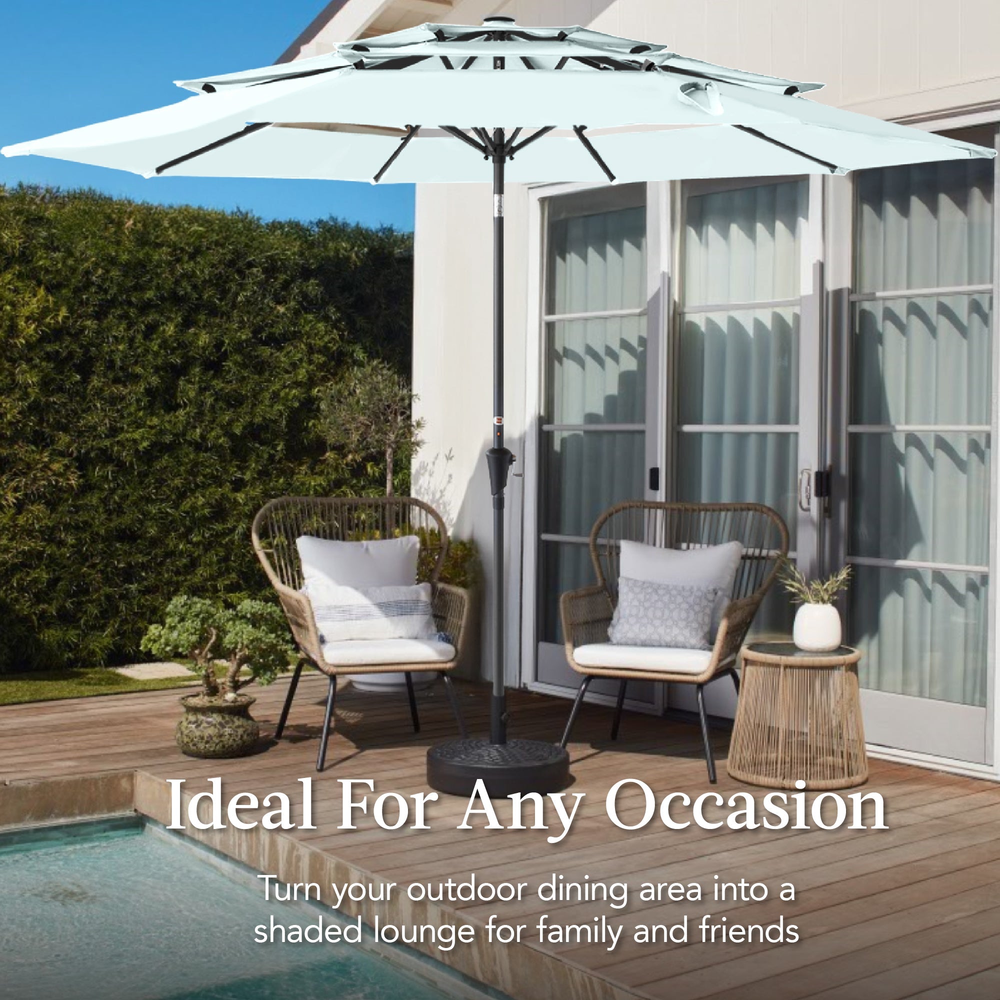 3-Tier Patio Umbrella w/ Tilt Adjustment, Crank - 10ft
