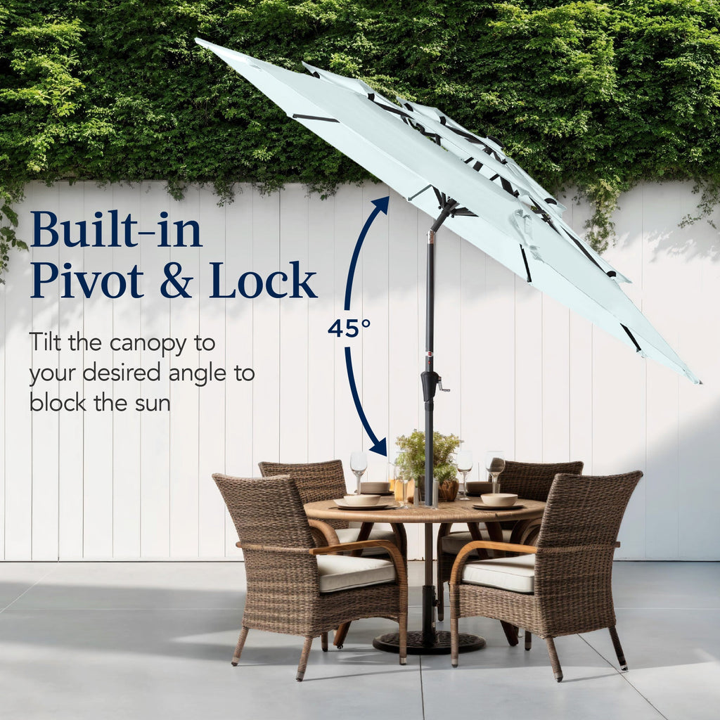 3-Tier Patio Umbrella w/ Tilt Adjustment, Crank - 10ft