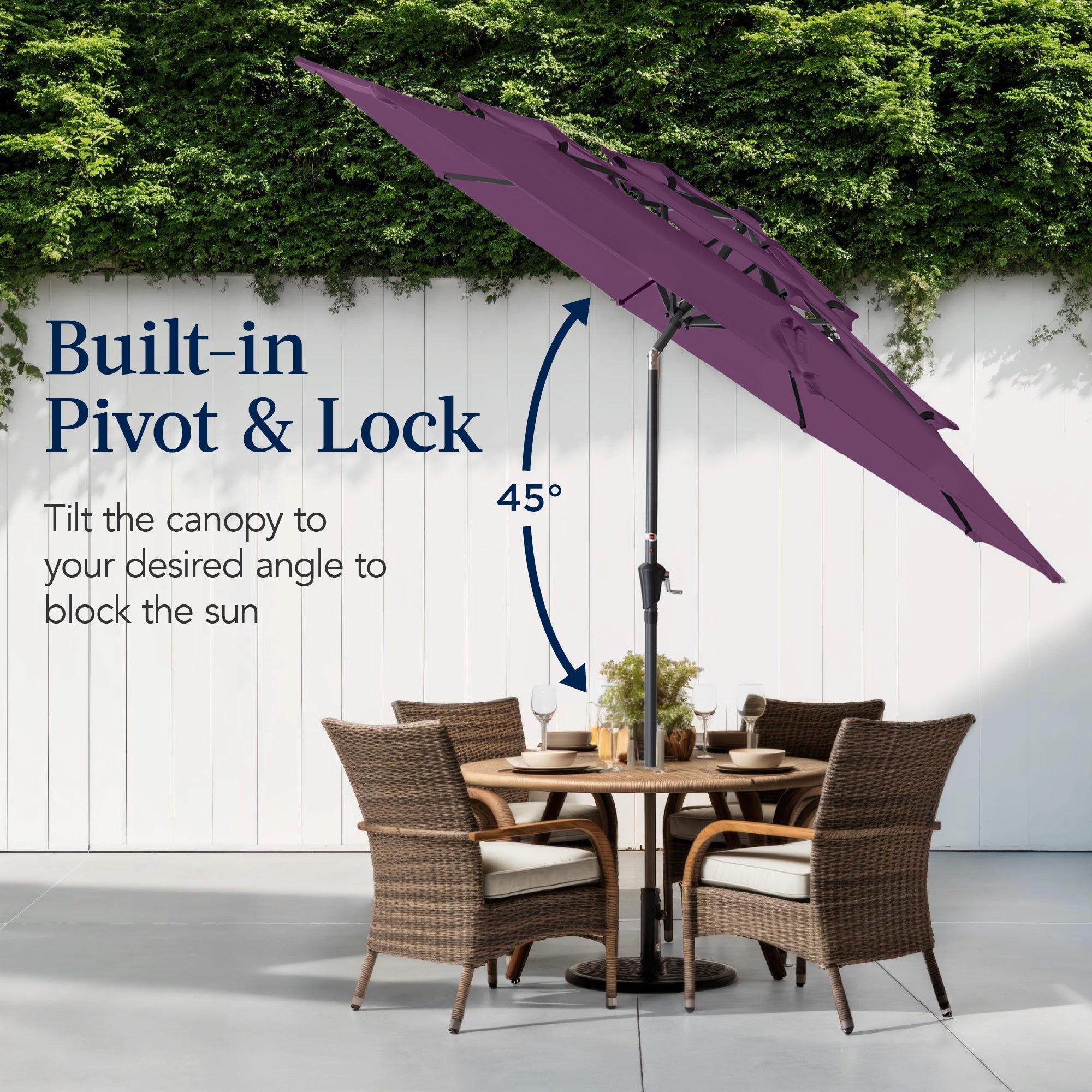 3-Tier Patio Umbrella w/ Tilt Adjustment, Crank - 10ft