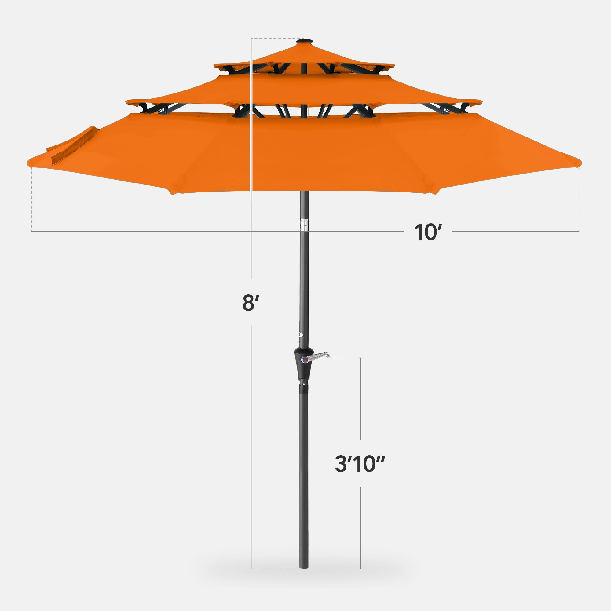 3-Tier Patio Umbrella w/ Tilt Adjustment, Crank - 10ft