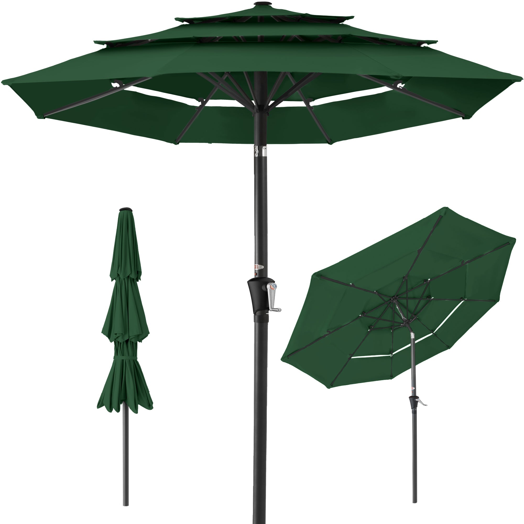 3-Tier Patio Umbrella w/ Tilt Adjustment, Crank - 10ft