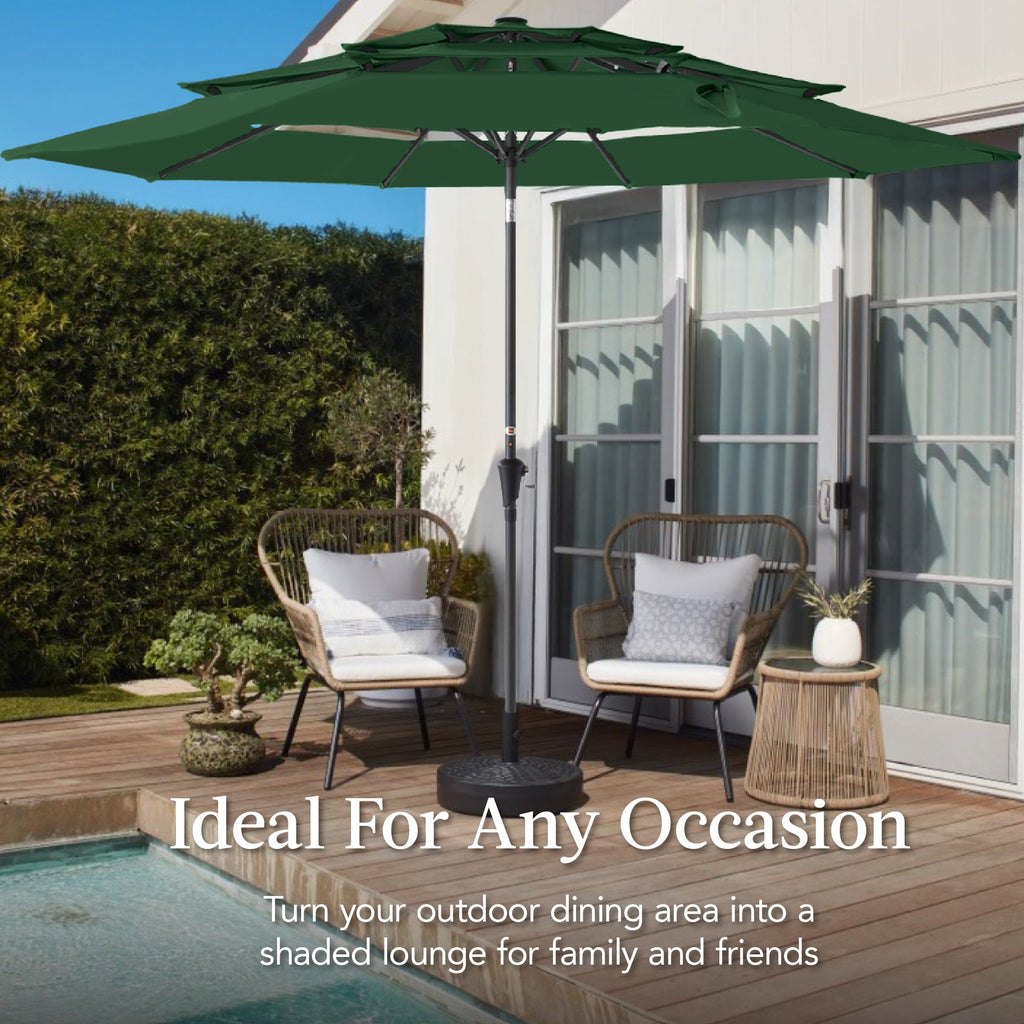 3-Tier Patio Umbrella w/ Tilt Adjustment, Crank - 10ft