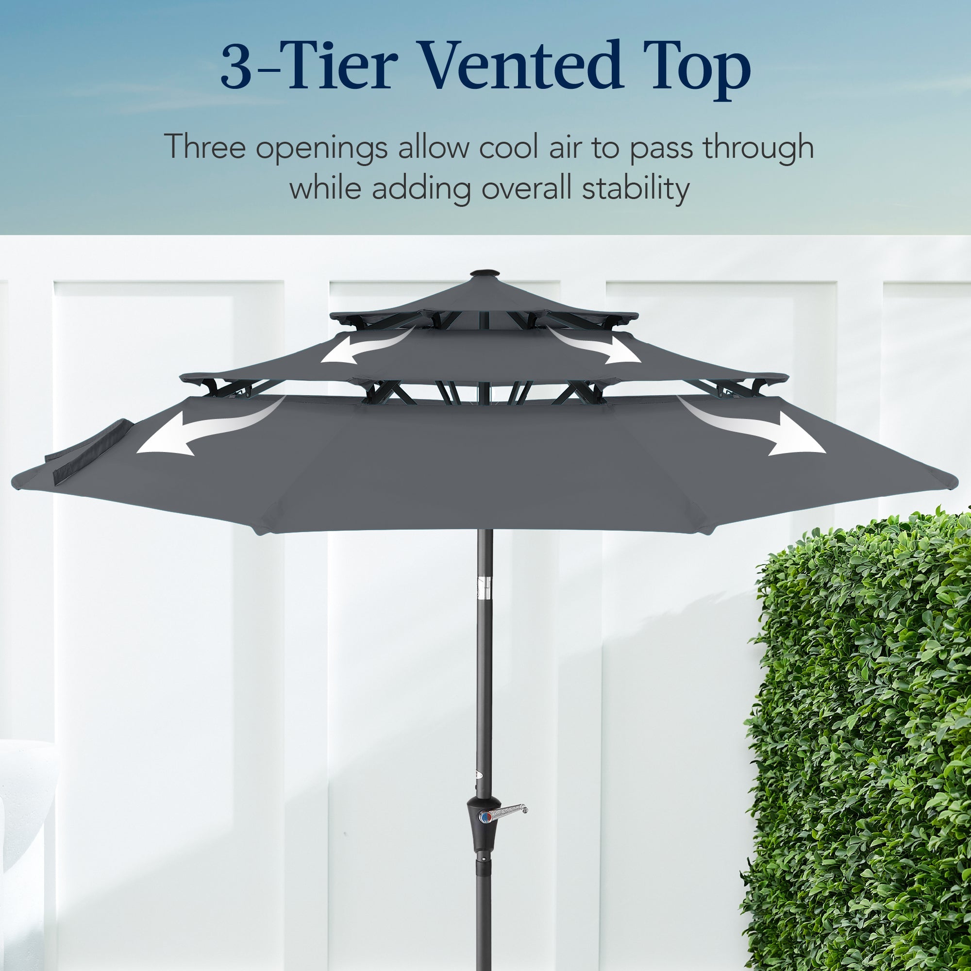 3-Tier Patio Umbrella w/ Tilt Adjustment, Crank - 10ft