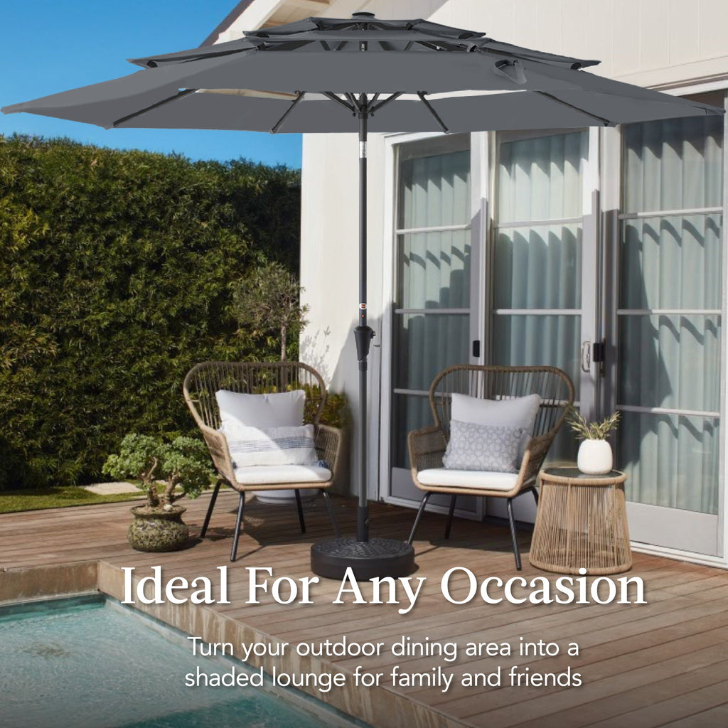 3-Tier Patio Umbrella w/ Tilt Adjustment, Crank - 10ft